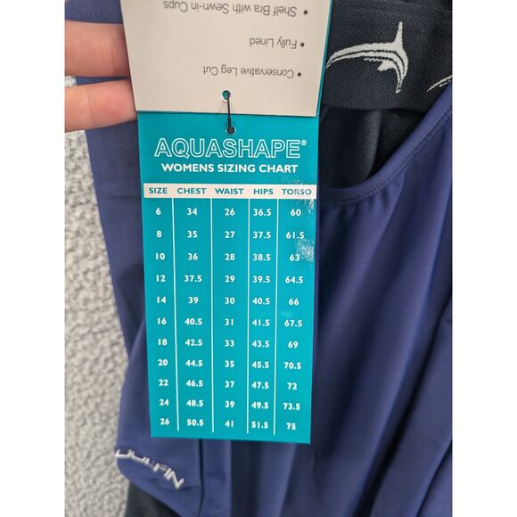 NWT Dolfin Aquashape Women's 46/20 Conservative Navy Blue Lap Swimsuit *FLAWS* - Picture 12 of 15